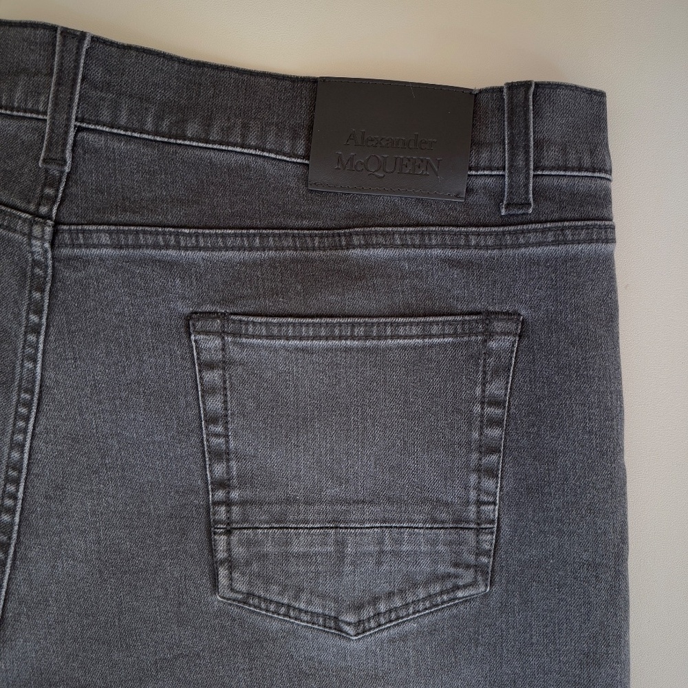 Alexander McQueen Men Black Washed Cotton-Stretch Denim Jeans US40R - Picture 6 of 11